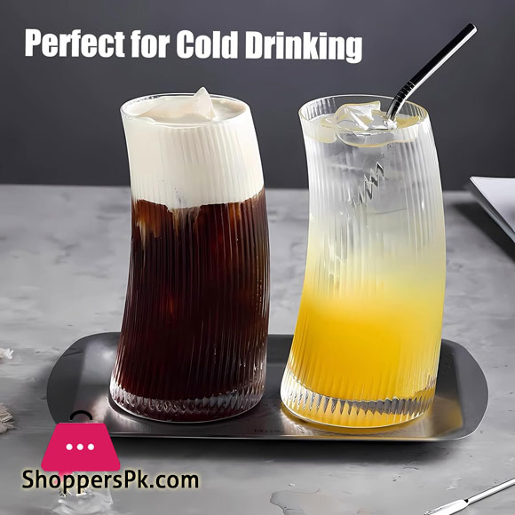 Moon Shape Crescent Strip Long Glasses Set Transparent 500 ml Set of 6