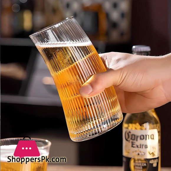 Moon Shape Crescent Strip Long Glasses Set Transparent 500 ml Set of 6