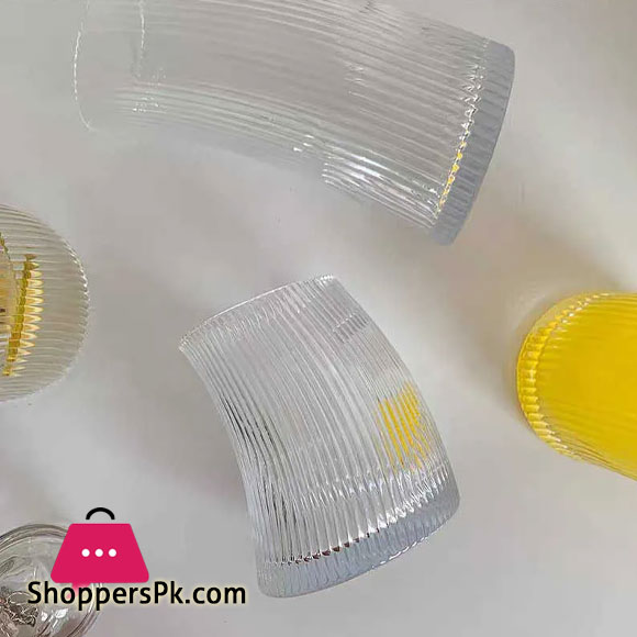 Moon Shape Crescent Strip Short Glasses Set Transparent 340 ml Set of 6