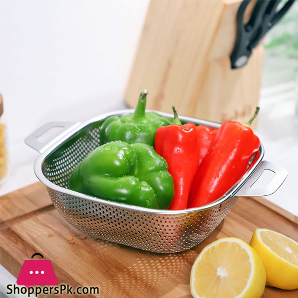 Multipurpose Stainless Steel Colander Rice Washing Baskets Strainer Drainer with Handle