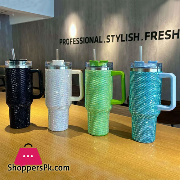 12.12 SALE Rhinestone 40oz Travel Coffee Mug with Lid Reusable Insulated Stainless Steel