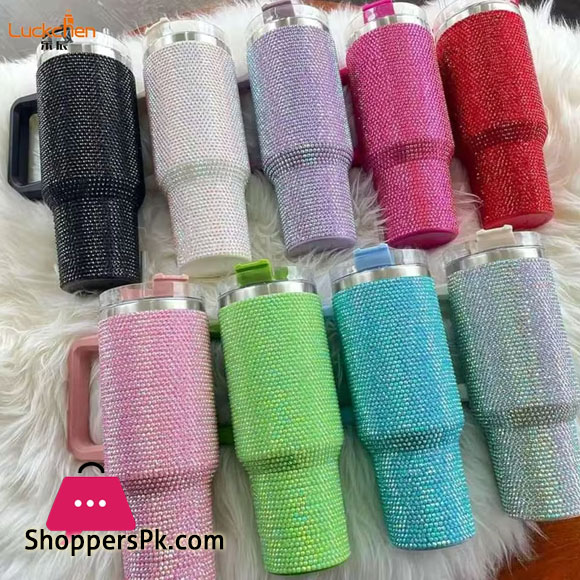 12.12 SALE Rhinestone 40oz Travel Coffee Mug with Lid Reusable Insulated Stainless Steel