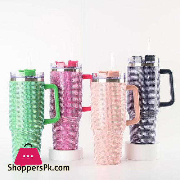 12.12 SALE Rhinestone 40oz Travel Coffee Mug with Lid Reusable Insulated Stainless Steel