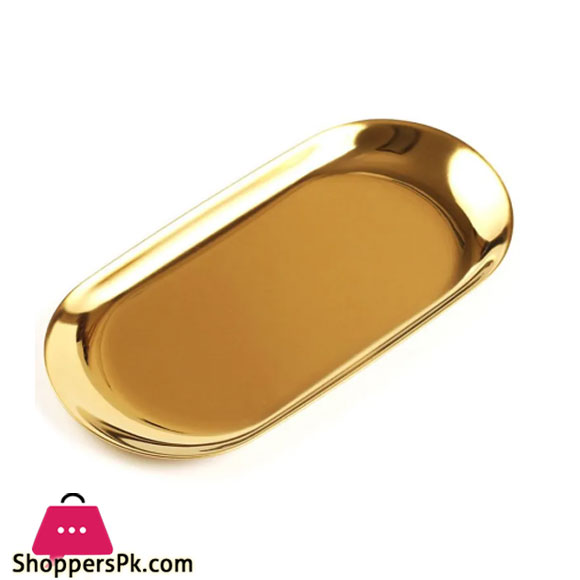 Stainless Steel Gold Oval Decorative Tray Long GST2039
