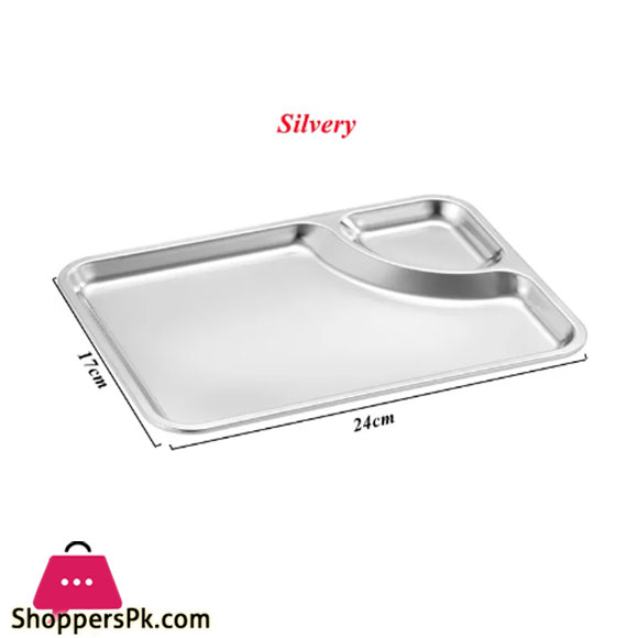 Stainless Steel Snack Serving Plate With Sauce Portion Silvery 24 x 17 cm GST2081