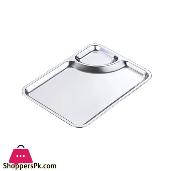 Stainless Steel Snack Serving Plate With Sauce Portion Silvery 24 x 17 cm GST2081