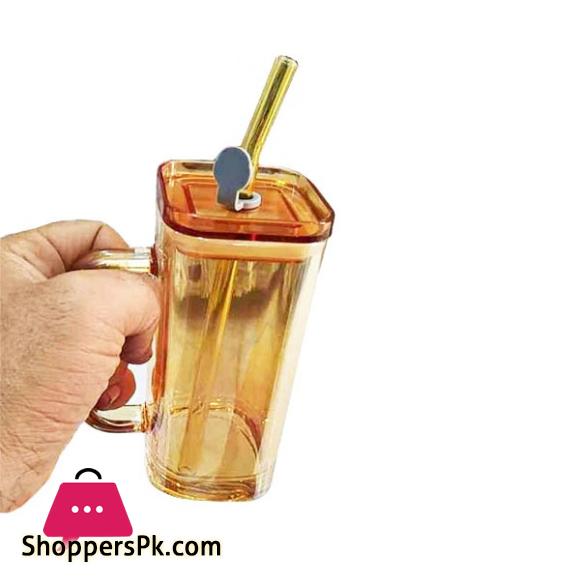 Amber Cold Coffee/Ice Tea Glass Mug With Straw RXG-019