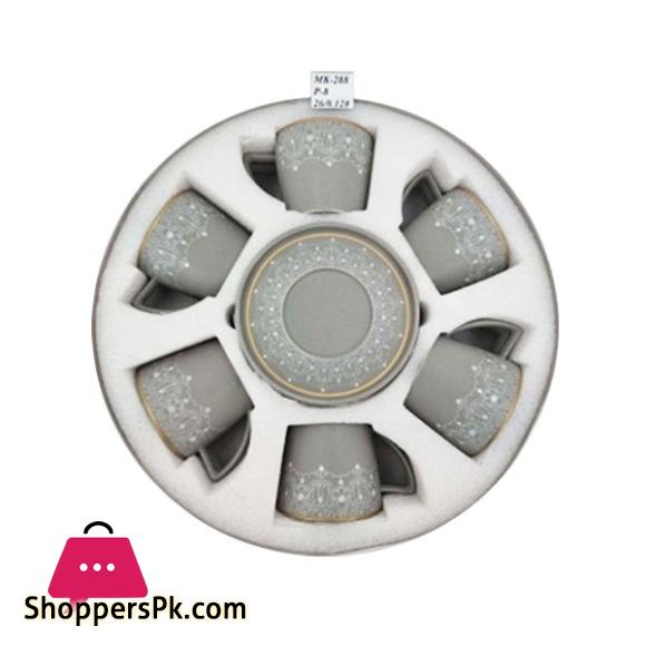 Angela 12Pcs Set Of Gray Cups & Saucers Half Design MG288