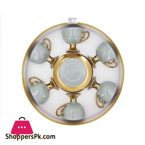 Angela 12Pcs Set Of Gray & Golden Cups & Saucers MG310