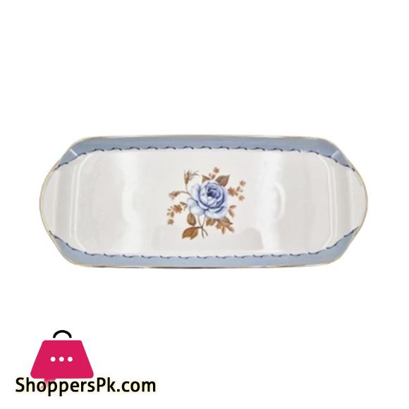 Angela Blue Rose Design Long Platter 10.5Inch 1Pcs MK193