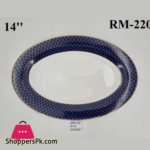 Angela Navy Blue Oval Rice Serving Dish 14 inch RM220