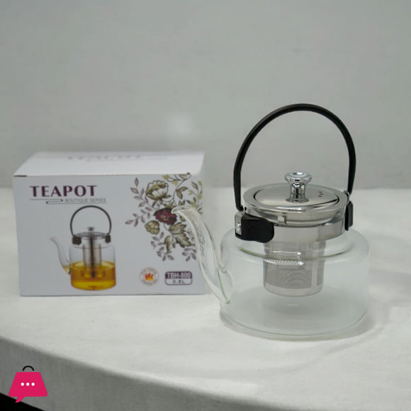 Borosilicate Glass Tea Pot With Stainless Steel Handle And tea Infuser 800mL RXG-024