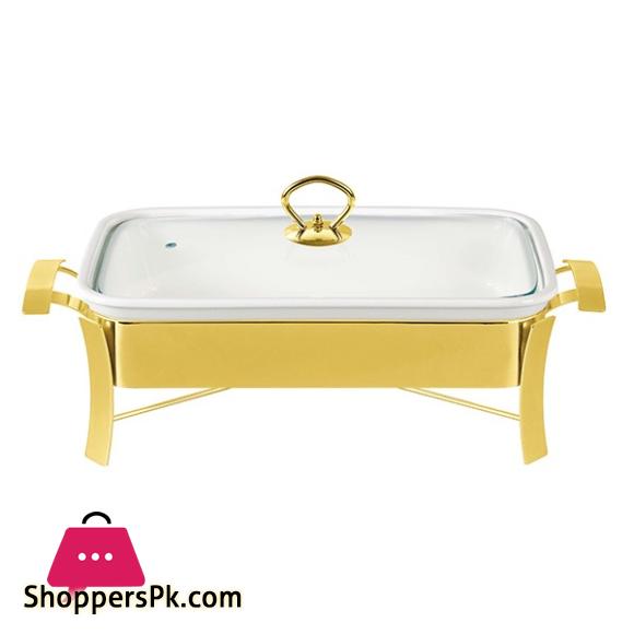 Brilliant 2.5 Liter Rectangular Buffet Serving Dish With Candle Stand Large BR0002