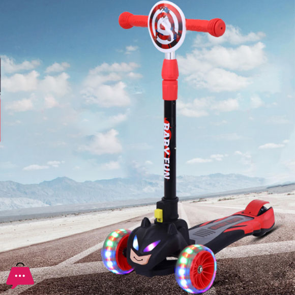 Childrens Scooter 3-8 Years with Adjustable Handlebars Sounds and Lights - Batman
