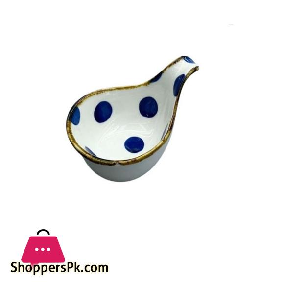 Danny Home Blue Dot Design White Round Sauce Serving Dish CZT07-61