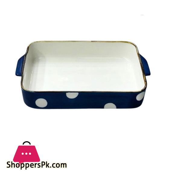 Danny Home White Dot Design Blue Rectangular Baking Dish CZT06-38