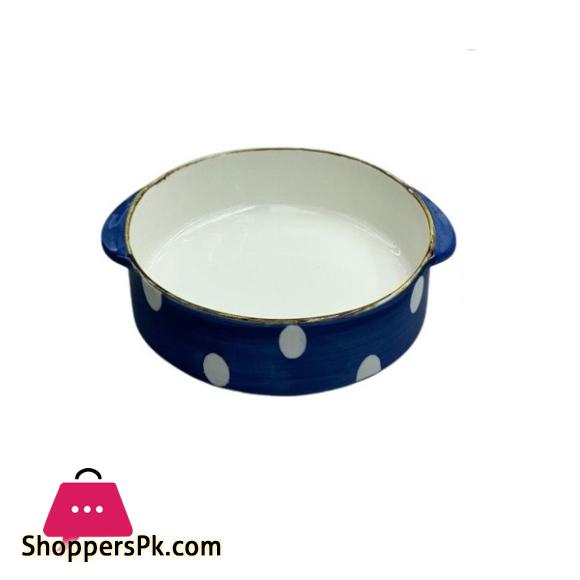 Danny Home White Dot Design Blue Oval Baking Dish 9 inchx13 inch Inch