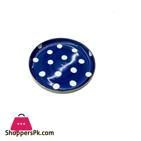 Danny Home White Dot Design Blue Round Dinner Plate CZT06-12