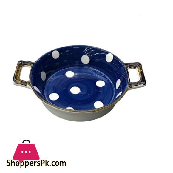 Danny Home White Dot Design Blue&White Round Baking Bowl CZT06-52
