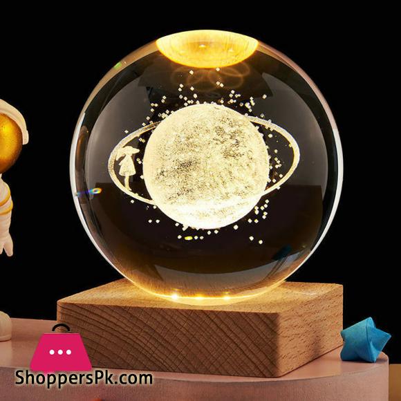 LE 3D Galaxy Crystal Ball Lamp 2.4 Inch Crystal Ball Night Light With Wooden Base For Home Desktop Decoration