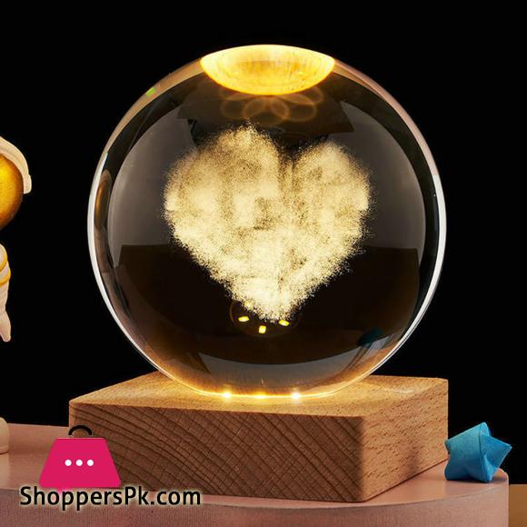 LE 3D Galaxy Crystal Ball Lamp 2.4 Inch Crystal Ball Night Light With Wooden Base For Home Desktop Decoration
