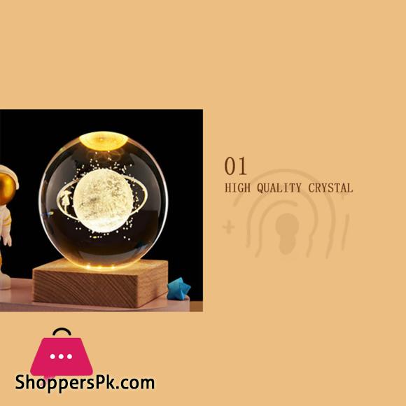 LE 3D Galaxy Crystal Ball Lamp 2.4 Inch Crystal Ball Night Light With Wooden Base For Home Desktop Decoration