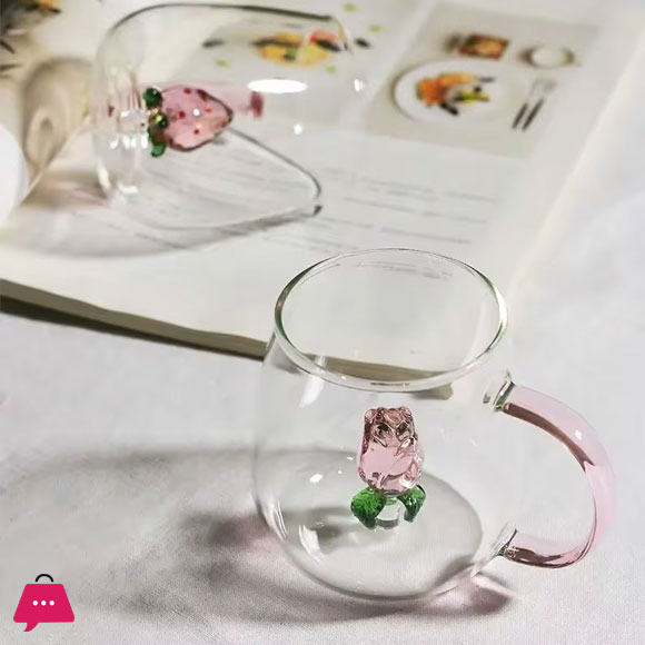 Creative 3D Pattern Inside Glass Cup with Handle 400ML