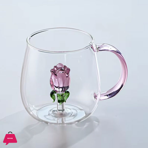 Creative 3D Pattern Inside Glass Cup with Handle 400ML