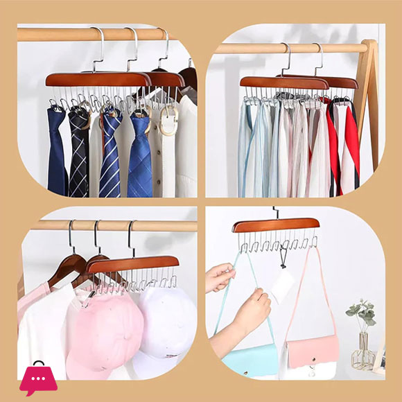 High Quality Wooden 8 Hook Clothes Hanger 360° Rotation