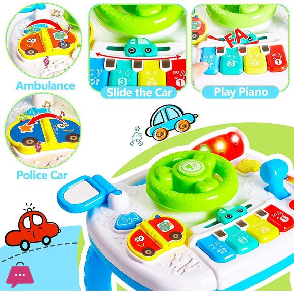 kids Educational Interactive Steering Wheel Toy With Music & Lights