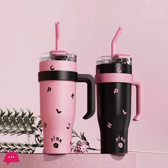 Kpop Stainless Steel Tumbler with Handle Straw Cup Coffee Mug Drinkware-1200ml