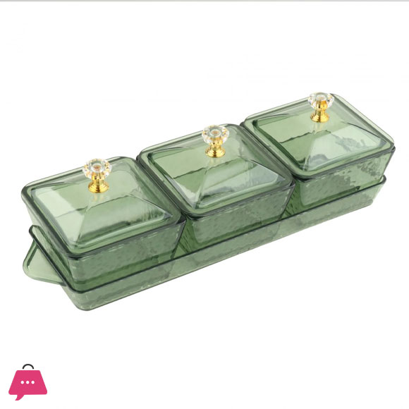 3 Grids Dry Fruits Tray Food Storage Organizer Food Storage Box Divided Serving Container