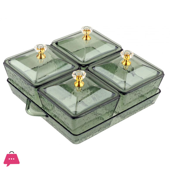 4 Grids Dry Fruits Tray Food Storage Organizer Food Storage Box Divided Serving Container