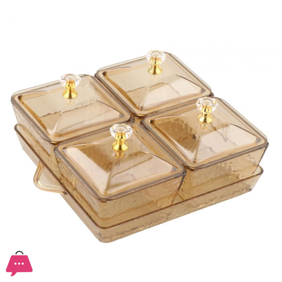 4 Grids Dry Fruits Tray Food Storage Organizer Food Storage Box Divided Serving Container