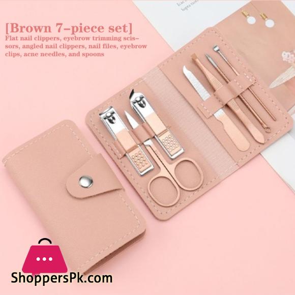 7Pcs Set Stainless Steel Nail Clippers Travel Manicure Tools Ear Clean