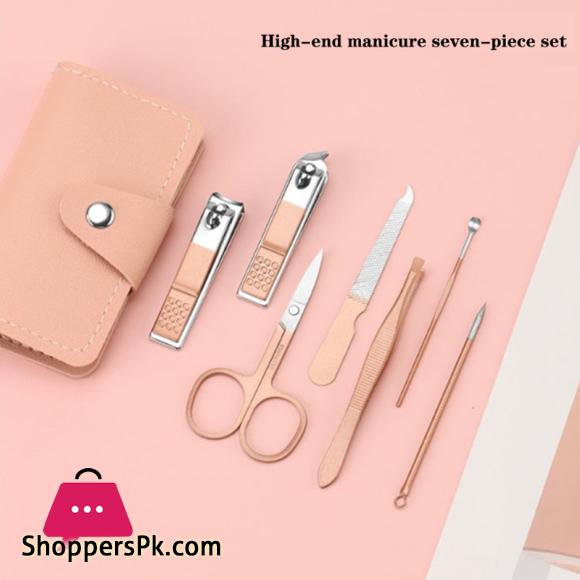 7Pcs Set Stainless Steel Nail Clippers Travel Manicure Tools Ear Clean