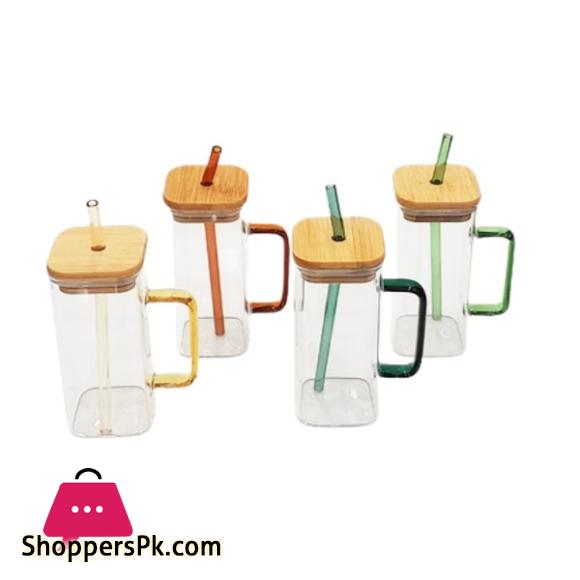 Square Straw Mug Wooden-Lid - BG45073