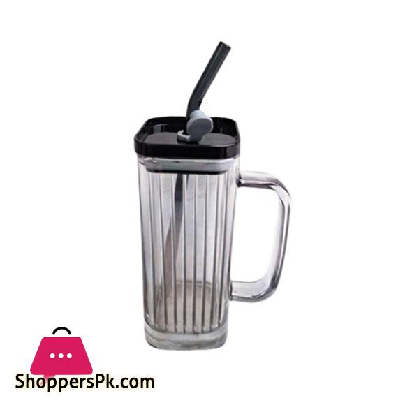 Straw Mug Glass Black line RXG-022