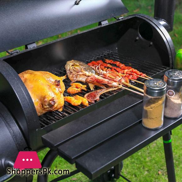 27 Inch Charcoal Barrel Grill with Offset Smoker Bbq Grill Outdoor Camping Oven