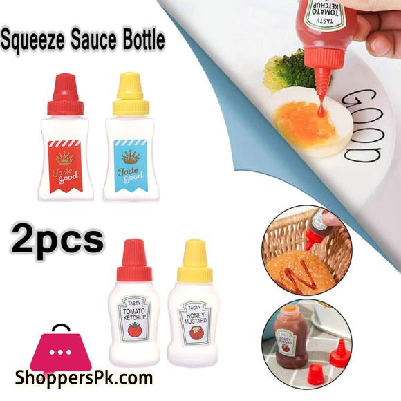 2-Pcs Set Mini Ketchup Bottle Portable Salad Squeeze Bottle Lunch Box Seasoning Bottle Kitchen Accessories