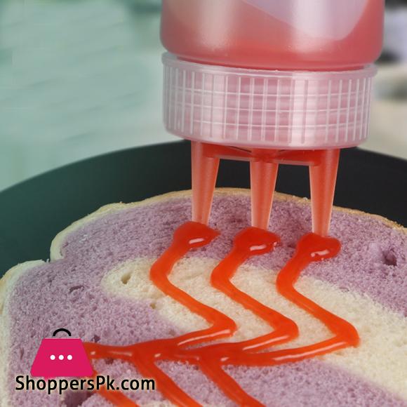 3 Nozzle Squeeze Bottle 2Pcs 450Ml Three-hole Squeeze Bottle Twist Cap Food Grade PE Plastic Ketchup Mustard Sauces Oil Bottles Kitchen Gadgets