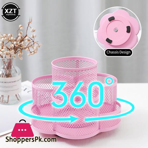 360 Degree Rotating Holder 7 Compartments Large Capacity Storage Organizer for School Home Office