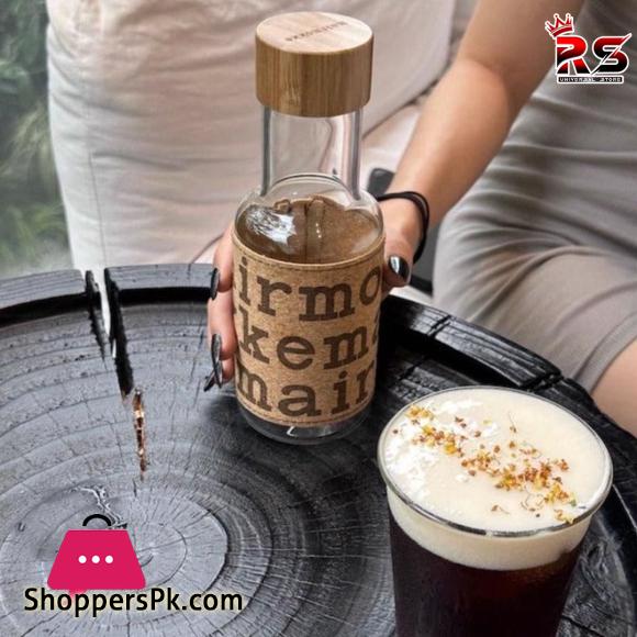 450ML Wooden Texture High Quality Retro-Glass Material OutDoor Water Bottle