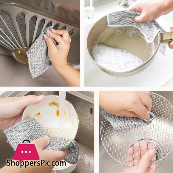 5 Pack Wire Dishwashing Rags - Multipurpose Wire Dishwashing Rags for Wet and Dry Non-Scratch Wire Dishcloth, Multifunctional Kitchen Cleaning Cloths for Dishes, Sinks, Counters, Stove Tops