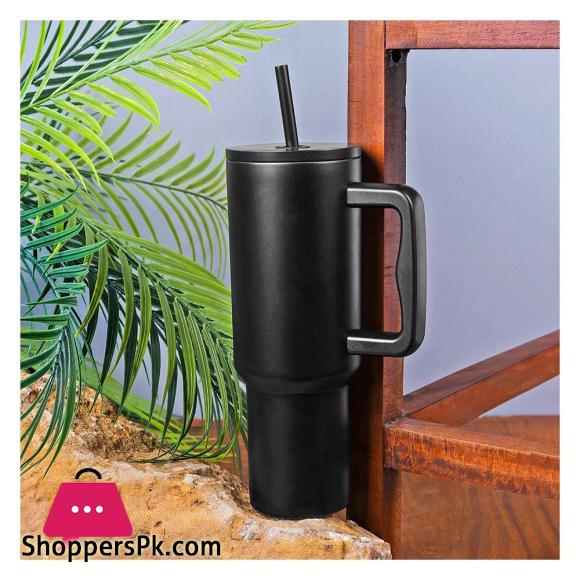 AJF Plain Stainless Steel Vacuum Insulated Tumbler With Lid & Straw