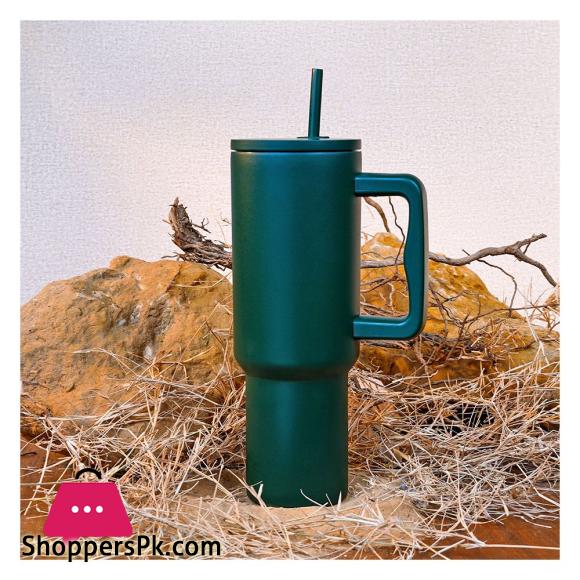 AJF Plain Stainless Steel Vacuum Insulated Tumbler With Lid & Straw, 1800ml, Green