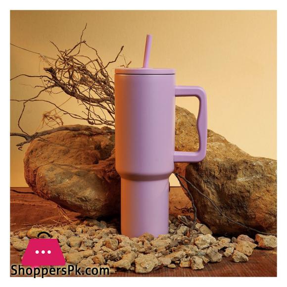 AJF Plain Stainless Steel Vacuum Insulated Tumbler With Lid & Straw purpel
