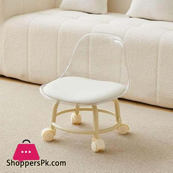 Acrylic 360° Rotatable Transparent Chair Mini Space Design High Resilience Durable Backrest Smart Wheels Ideal for Adults & Kids