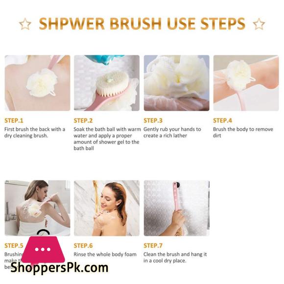 Bath Brush- Shower Brush -Improves Skins Health And Beauty - Loofah Bath Sponge Multicolor