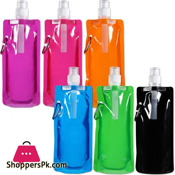Collapsible Water Bottle Reusable Bottle with Hiking Travel 6 Colors pack of 2